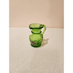 Kanawha Green Glass Miniature Pitcher Creamer Collectible West Virginia‎